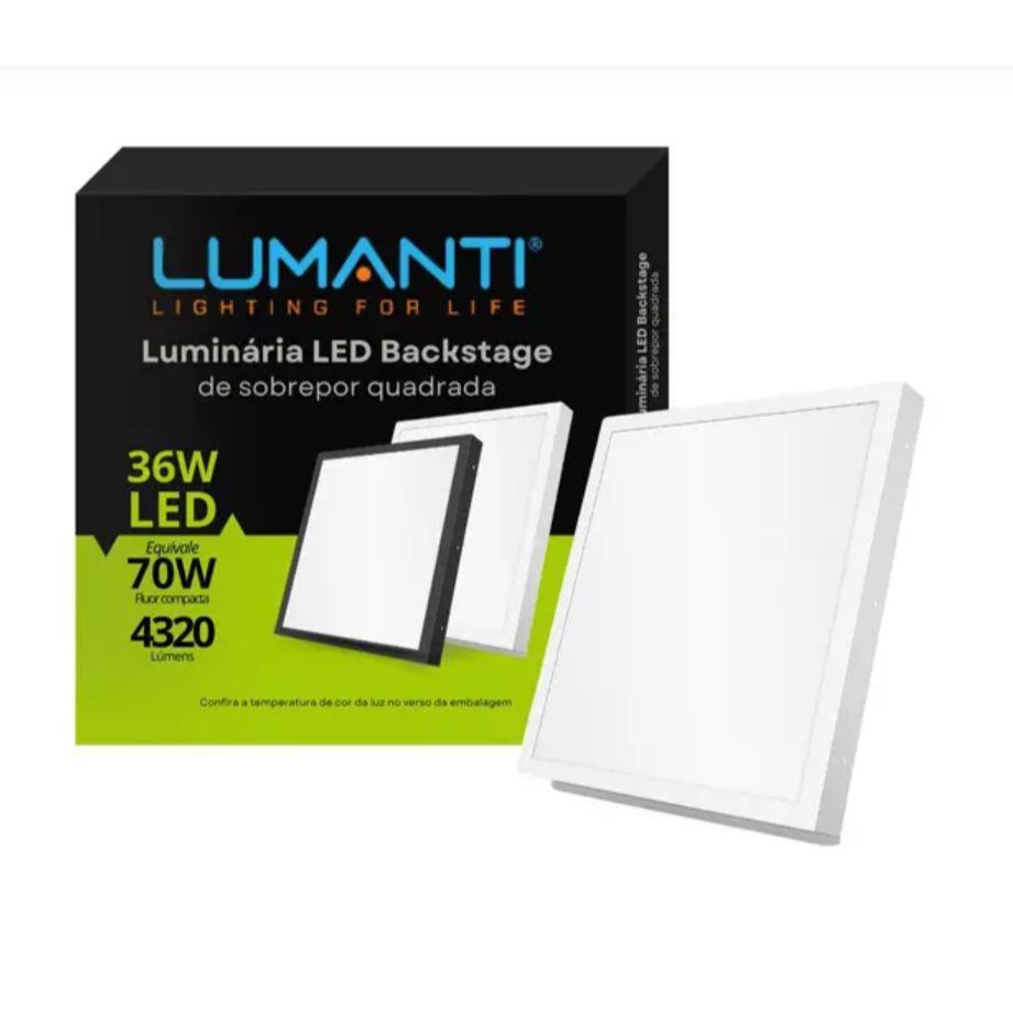 Luminária LED Backlight de Sobrepor Quadrada 36W - Lumanti