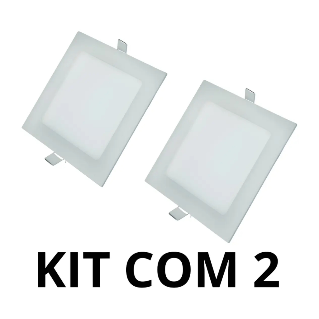 kit com 2 painel backlight LED 24w de embutir quadrado branco 6500k branco-frio AUTOVOLT