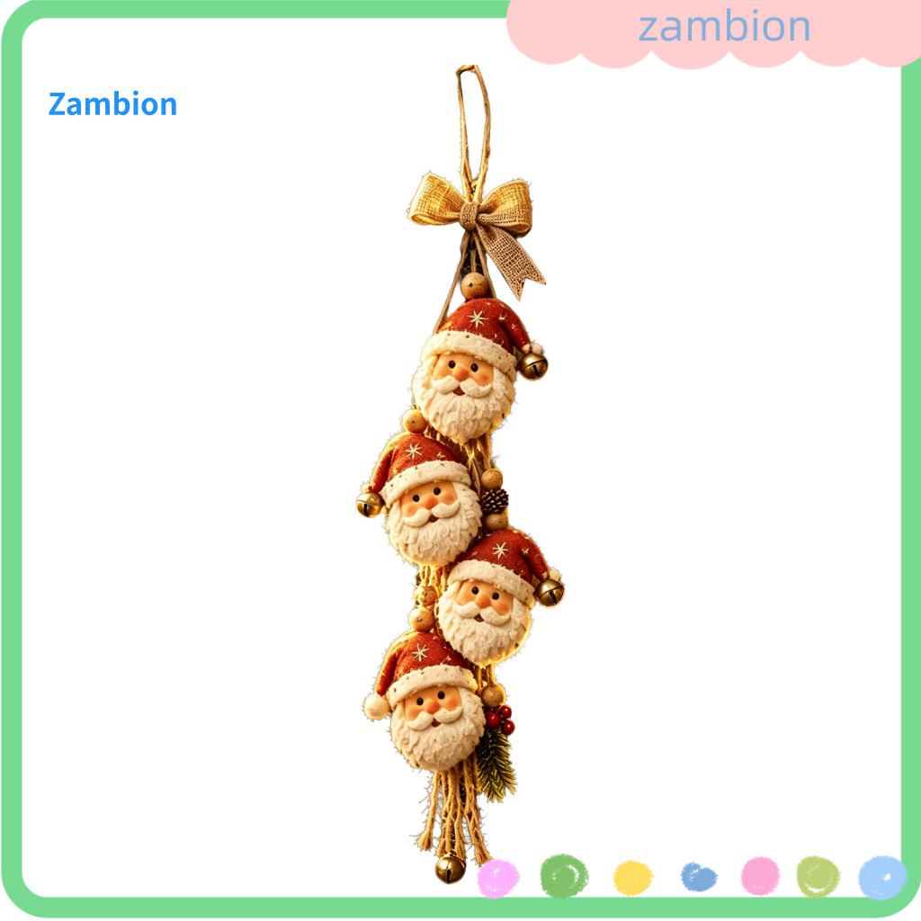 Christmas Tree Hanging Ornaments Santa Claus Decorations for Home Vintage Wooden Ornament with Jute Rope and Bell – 2d