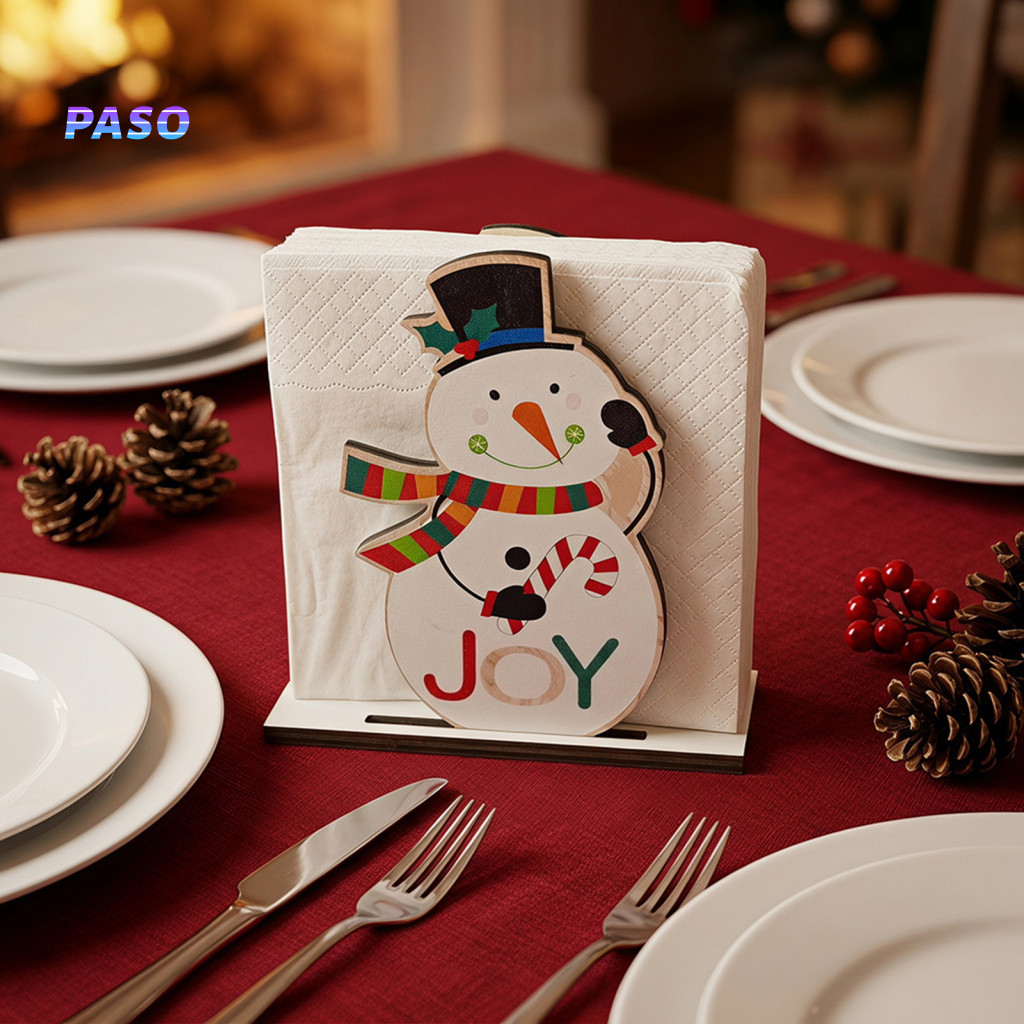 Wooden Napkin Holder Santa Claus Organizer Christmas Gnome Snowman Candy Cane Tissue Dispenser Holiday Kitchen Bar for D