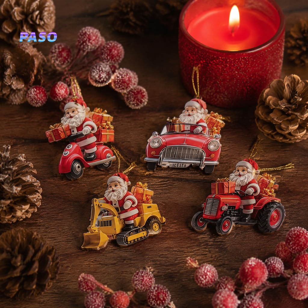 Christmas Tree Ornaments Topper Accessories Wooden Santa Claus Hanging with Lanyards Lightweight Decorations for Door Wi