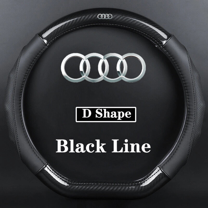 Capa de Volante de Carro em Couro e Fibra de Carbono para Audi A2 A3 A4 A6 Q3 Q5 Q7 A6L Car