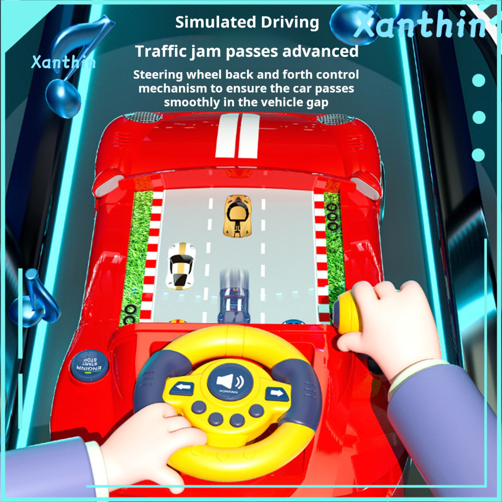Boys Steering Wheel Toy Kids Driving Simulator with Light Music Adjustable Speed Educational for Toddlers Pretend Car Ra