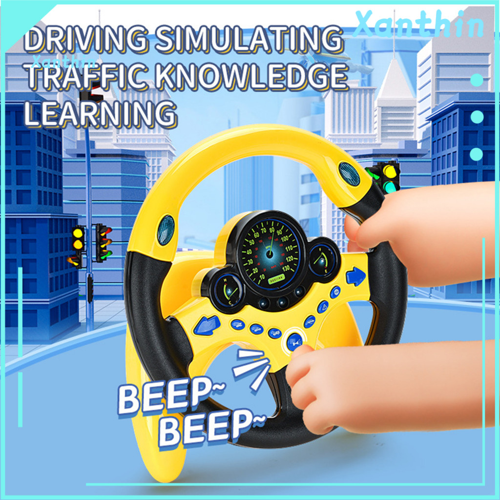 Toddlers Steering Wheel Toy Children Kids with Music Lights Car Driving Simulation for Educational Pretend Play for Boys