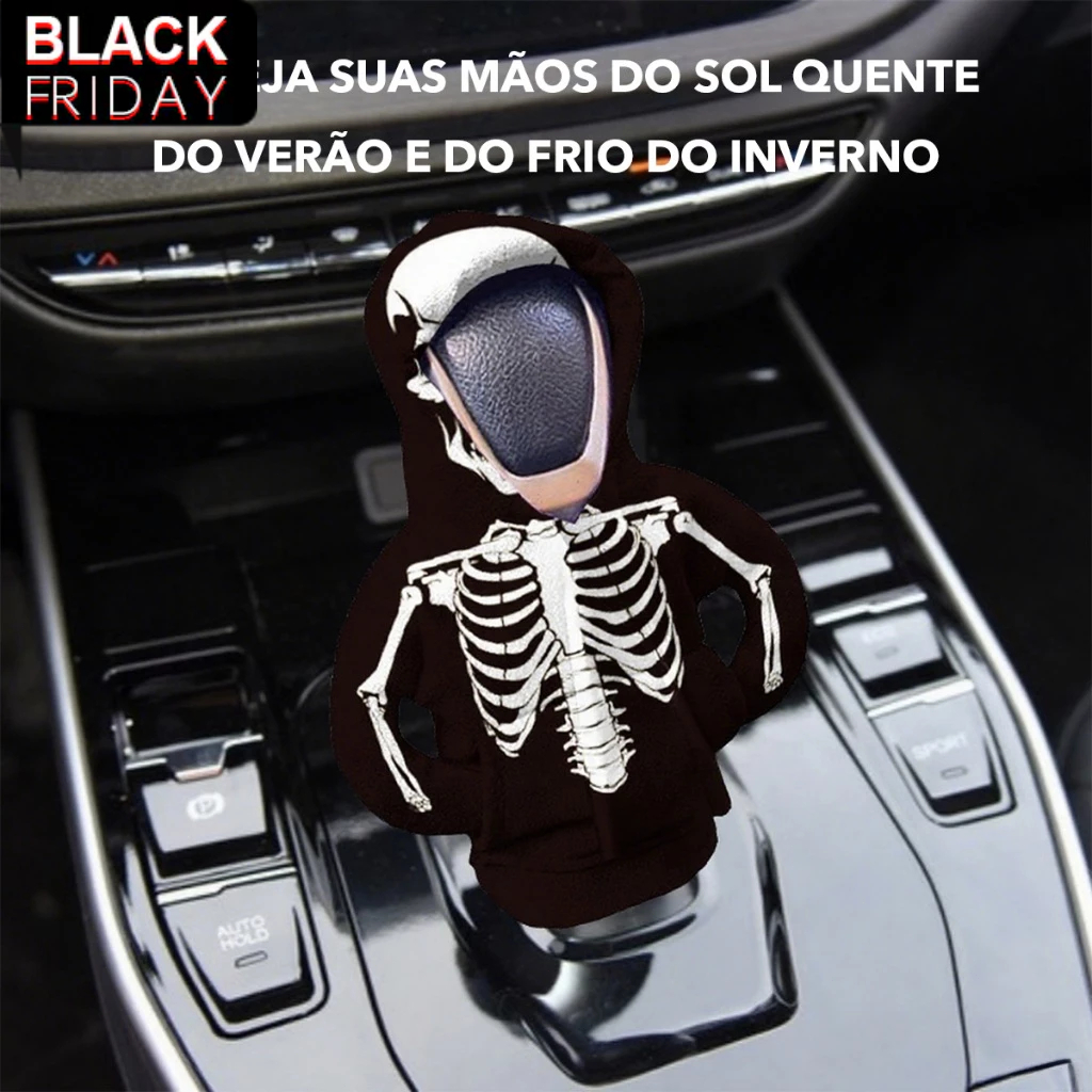 Halloween Funny Skeleton Gear Shift Knob Cover – Car Interior Decorative Hooded Accessory