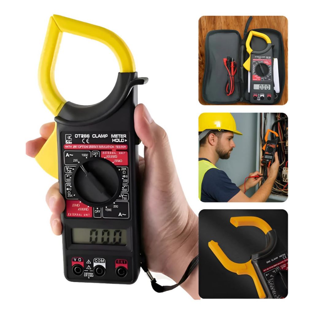 Alicate Amperímetro Digital Portátil Multímetro Profissional com Display LCD Tensão 1 a 750 V