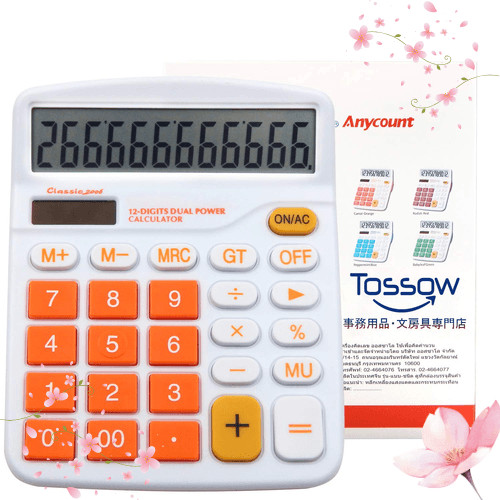 [Diretamente do Japão]Calculadora TOSSOW 12 dígitos, cálculo de tempo, elegante, portátil, display LCD grande, energia