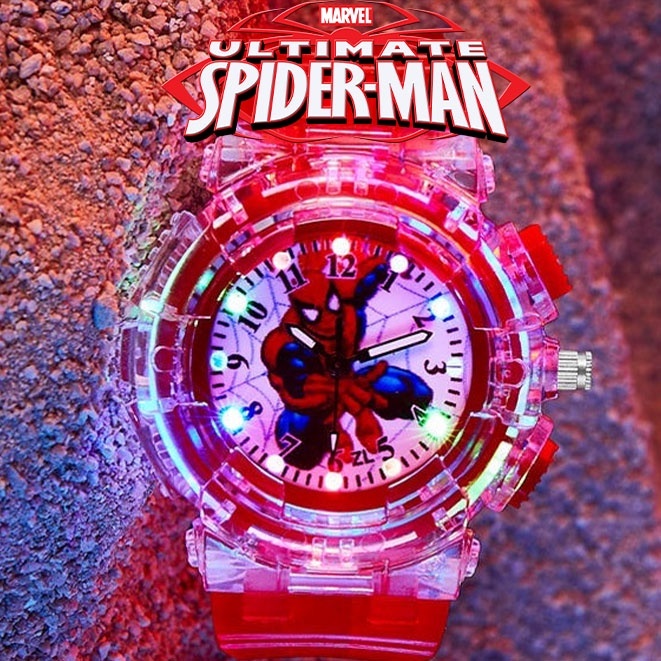 Relógio Analógico Marvel Spiderman LED Light Kid's Watch Para Meninas Estudantes Patrulha Flash Colorida De Patas , Entre Nós , Hello Kitty , Congelado , Ultraman