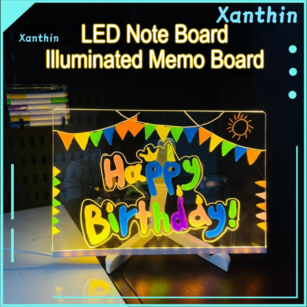 Led Note Board Writing Colorful Message with Light-up Acrylic Dry Erase Kids Adults Drawing Stand – Perfect for Home O