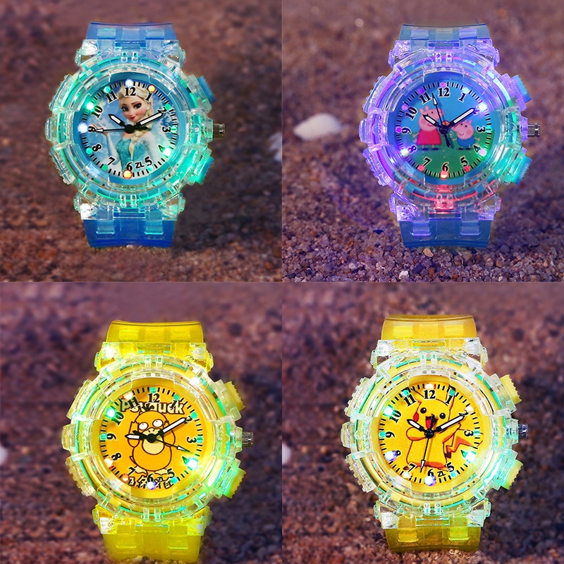 Relógio De Natal Pokémon Light Watch Anime Frozen Peppe Pig Colorful Flash Relógios Infantis Quartz Brinquedos Presente De Aniversário