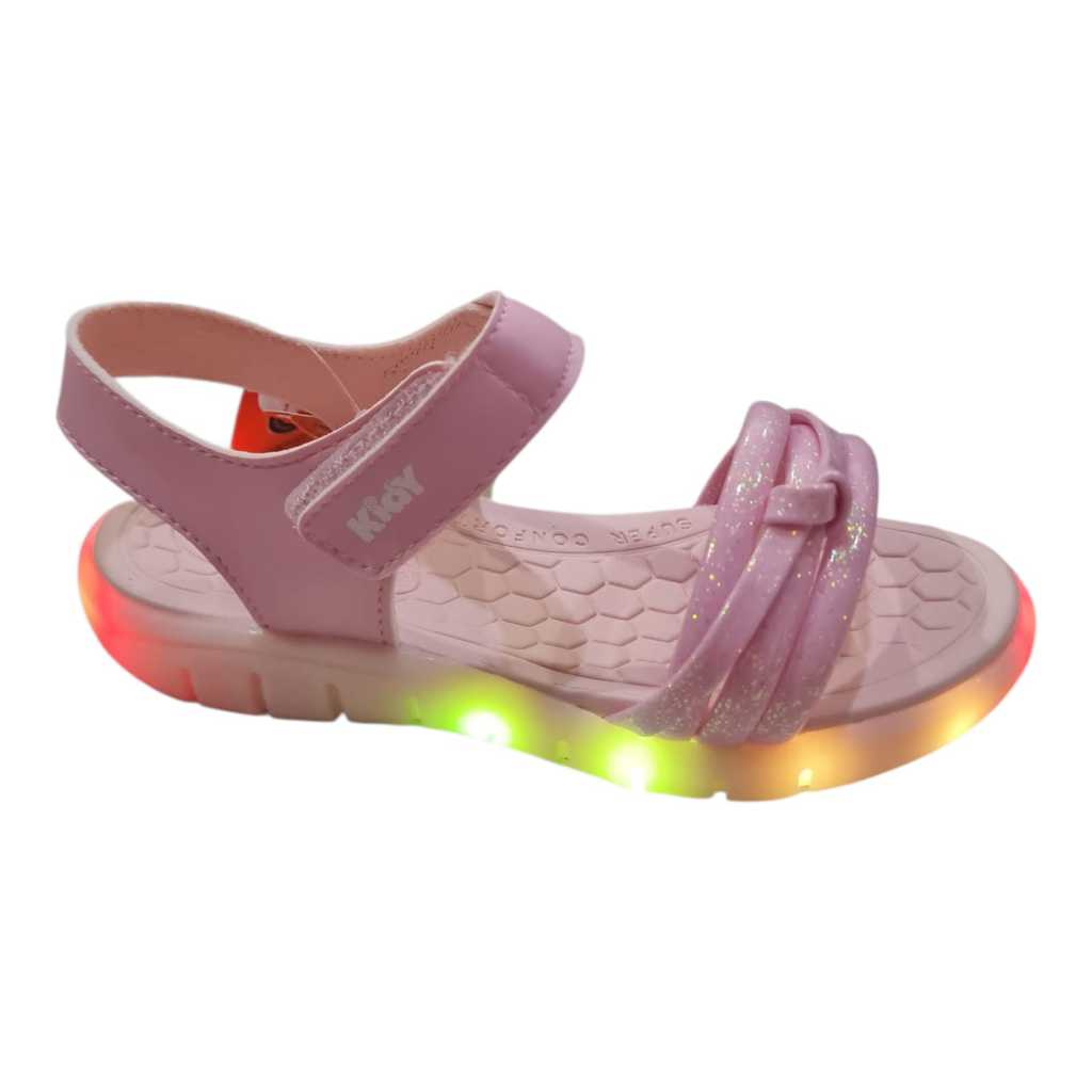Sandalia Kidy Wave Light 172-1039-0008 Rosa Com Led Colorido