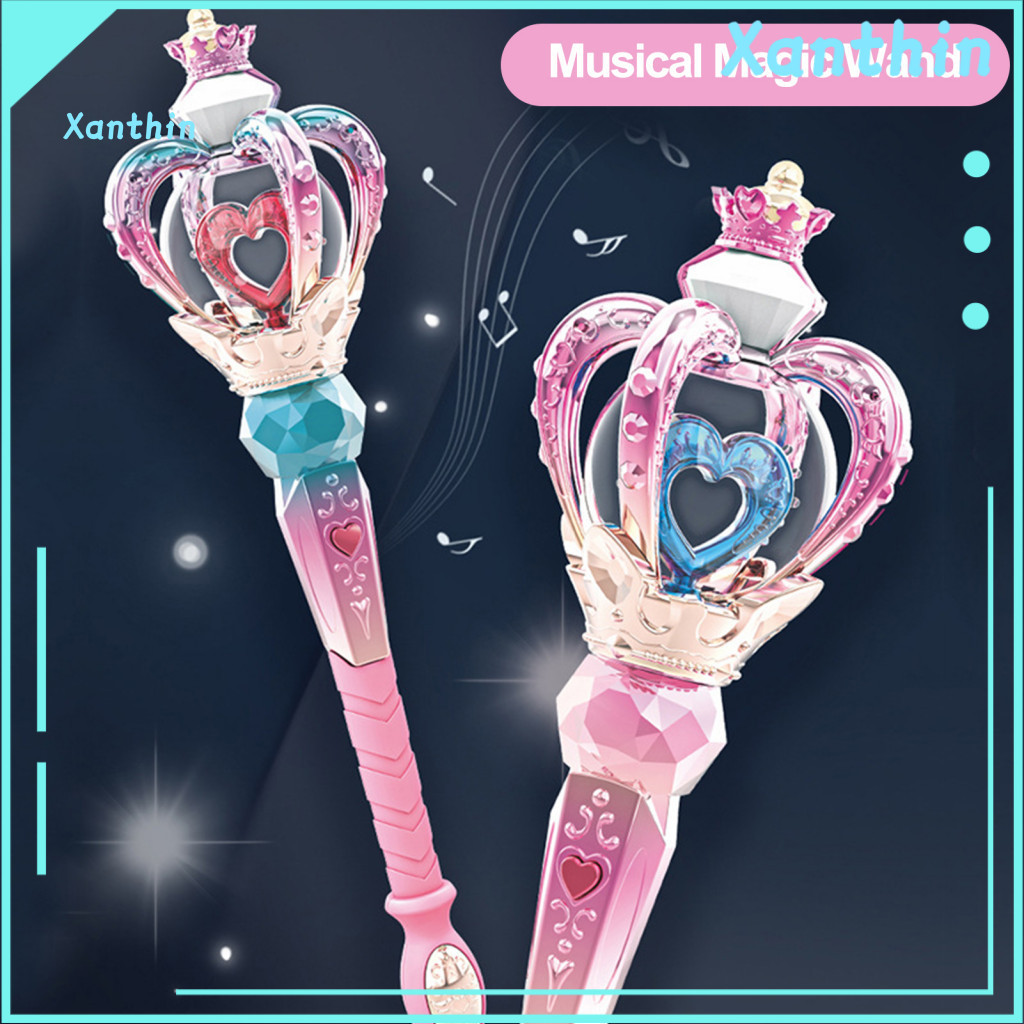 Princess Wand Toy Exquisite Craftsmanship Electric Light-up for Kids – Colorful Rotating Fairy with Music Gradient Hea