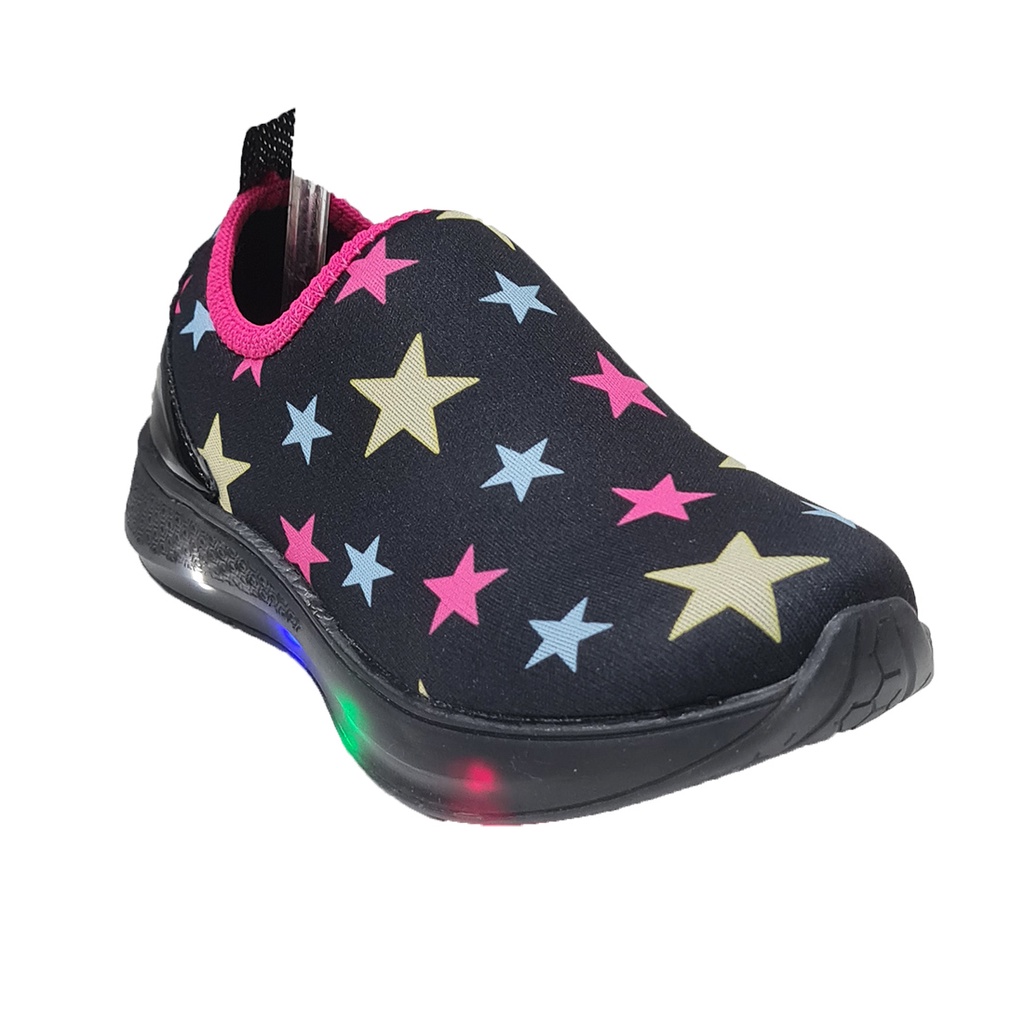 Tenis Led Light Luz Colorida Infantil Star Estrela Camuflado Anatômico Calce Fácil Macio Nº 28 ao 34