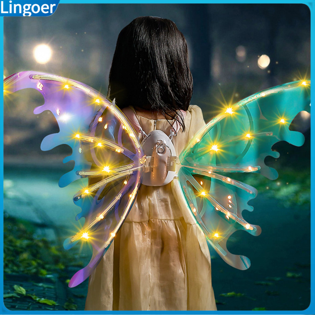Electric Fairy Butterfly Wings with Led Lights – Colorful Light-up Rainbow for Girls Women Perfect for Party Christmas