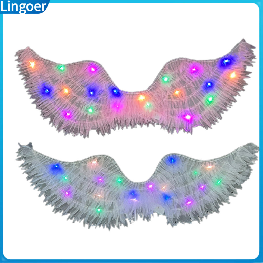 Led Light Up Butterfly Wings with Elastic Straps Colorful Glowing Fairy for Kids Adults Stage Performance Costume Party