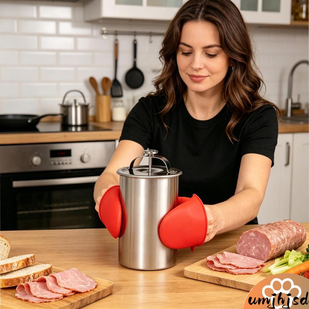 Sanduíche Presunto Fabricante Ferramenta Carne Imprensa Molde De Aço Inoxidável Com Termômetro 20 Saco De Cozinha + 2 Cl