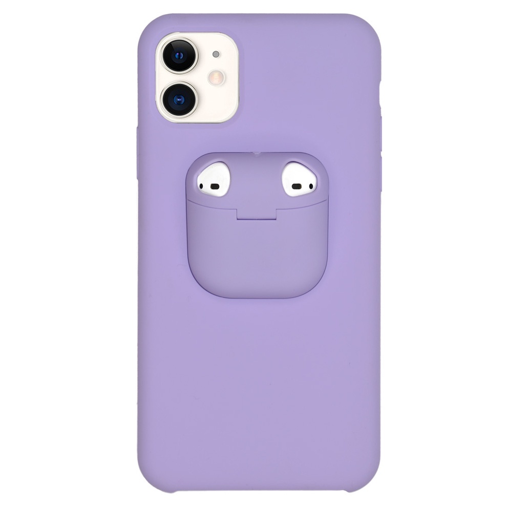 Capinha para iPhone 11 Silicone 2 em 1 Suporte para AirPods