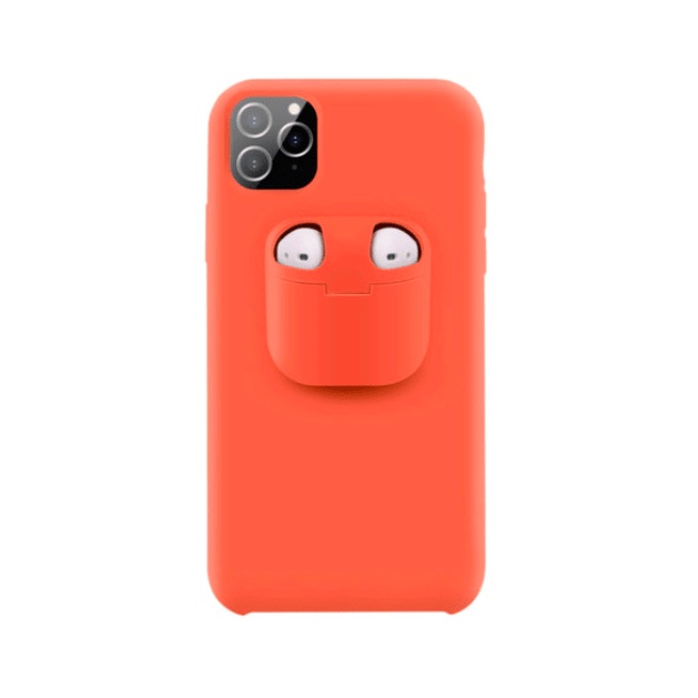 Capinha para iPhone 11 Pro Silicone 2 em 1 Suporte para AirPods