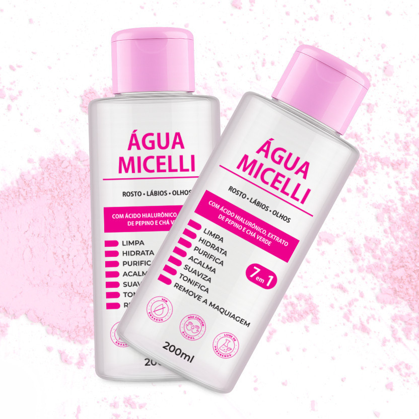 kit 2x Água micelar com ácido hialurônico 200ml- limpeza produnda