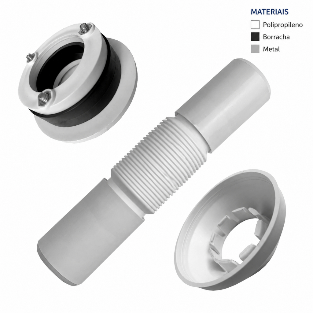 Tubo De Ligação Branco Conexão Vaso Sanitário Flexível Com Spud Canopla  Modelo Ideal Stand (Cod012)