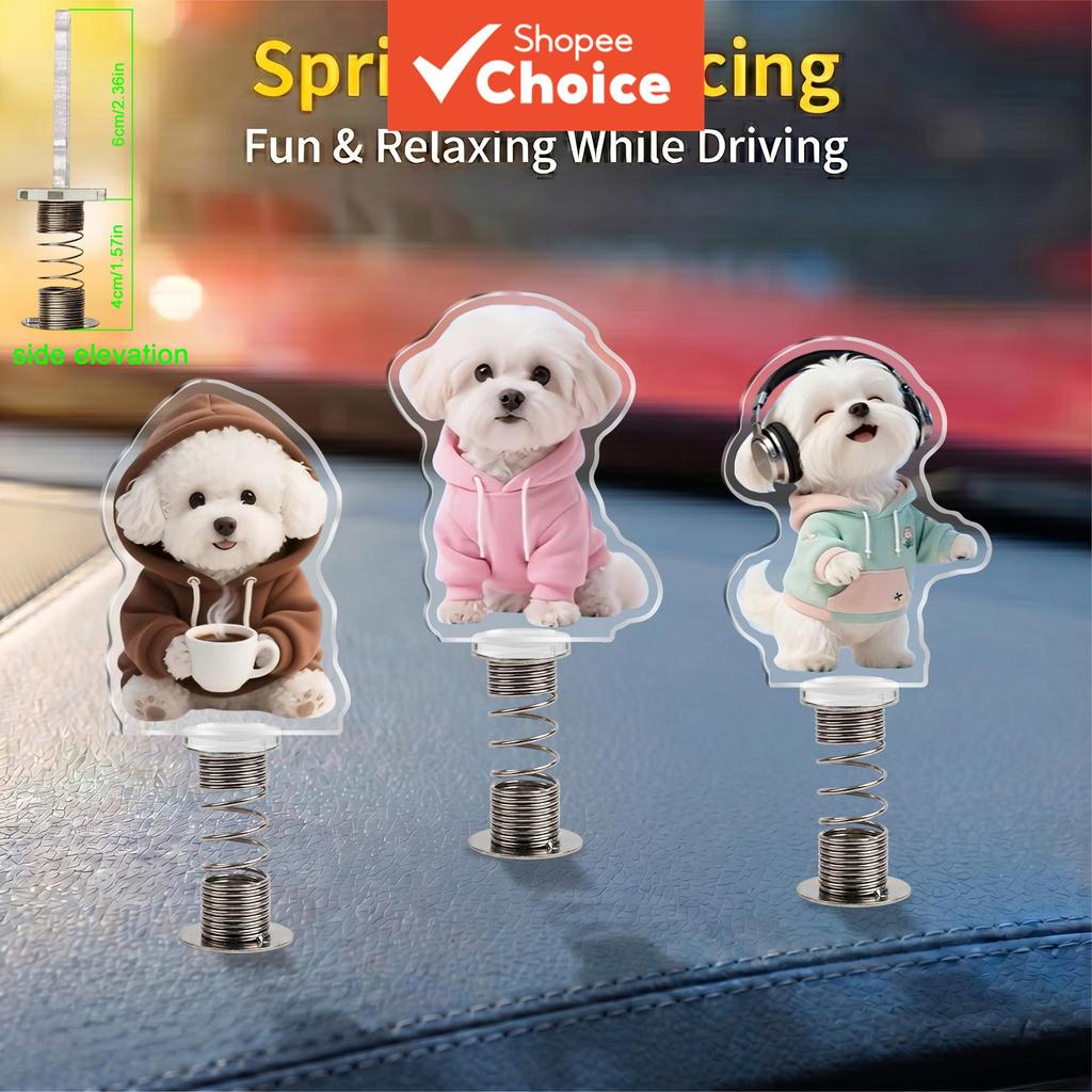 Acrílico 2D Flat Puppy Dog Shaking Ornament Bobblehead Toy Center Console Decoração De Carro