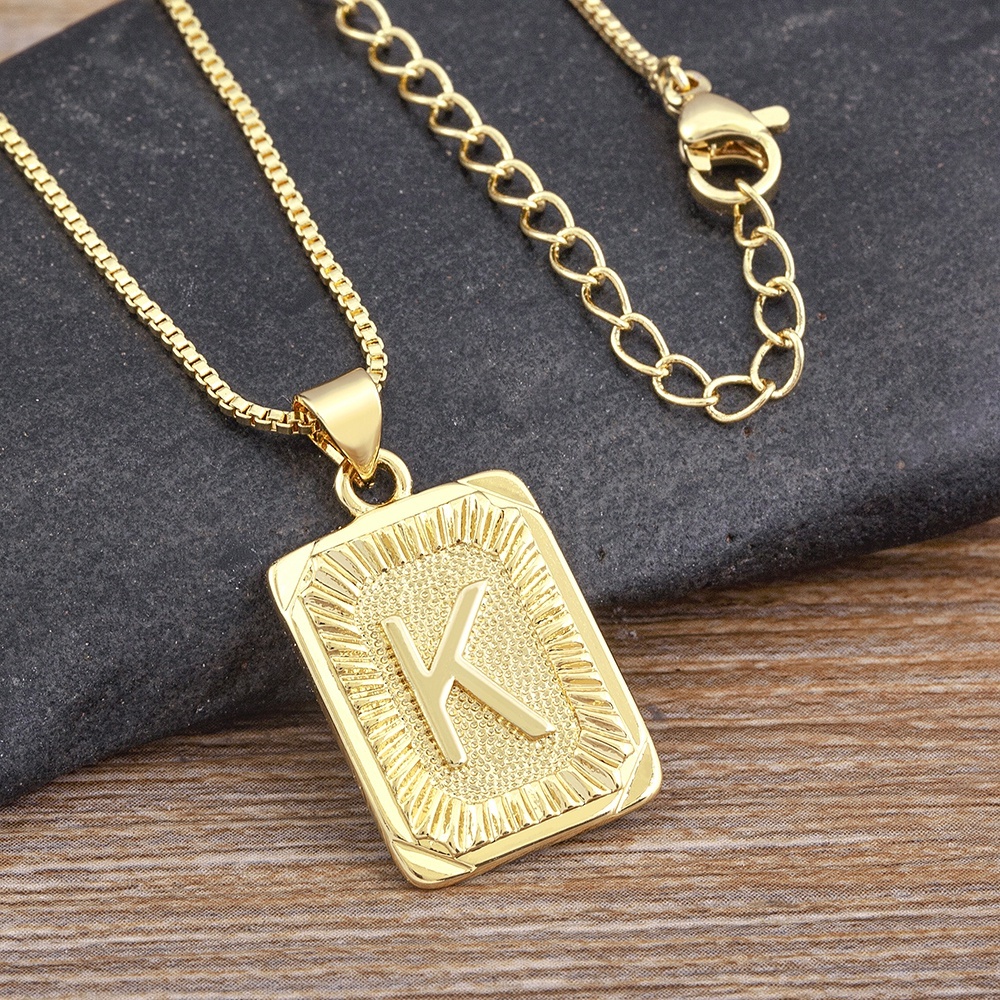 Design Leve De Luxo Geométrico Inlay Carta Pingente Banhado Ouro Colar Punk Unissex Joias
