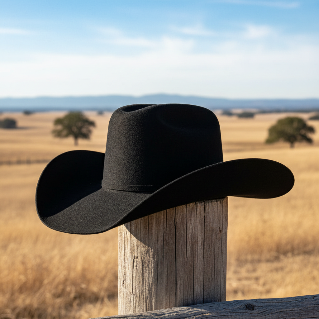 Chapéu de Cowboy Ocidental Punk com Aba Larga, Top de Lã, Chapéu de Montaria, Design de Borda Dobrada em Tecido