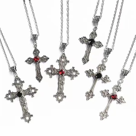 Pingente de cruz de gema, colar escuro gótico estilo Punk, Design moderno e versátil exclusivo de alta qualidade