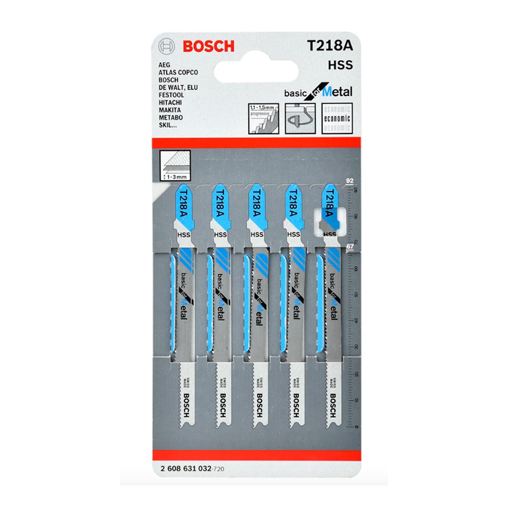 Kit com 5 Lâminas de Serra Tico-Tico para Metal Bosch T218A 2608631032