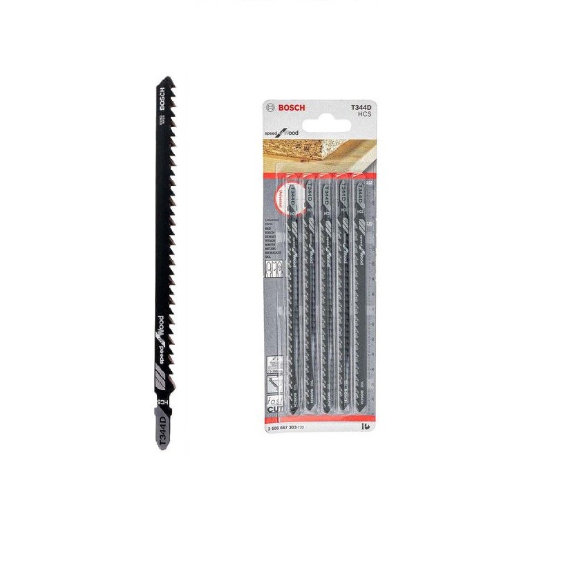 Kit 05 Lâminas de Serra Tico-Tico para Madeira T344D Bosch