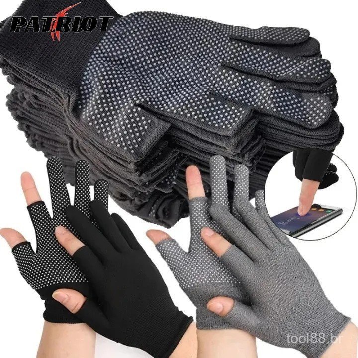 Luvas de nylon antiderrapantes, adequadas para trabalhos de segurança e ciclismo ao ar livre, luvas respiráveis de meio