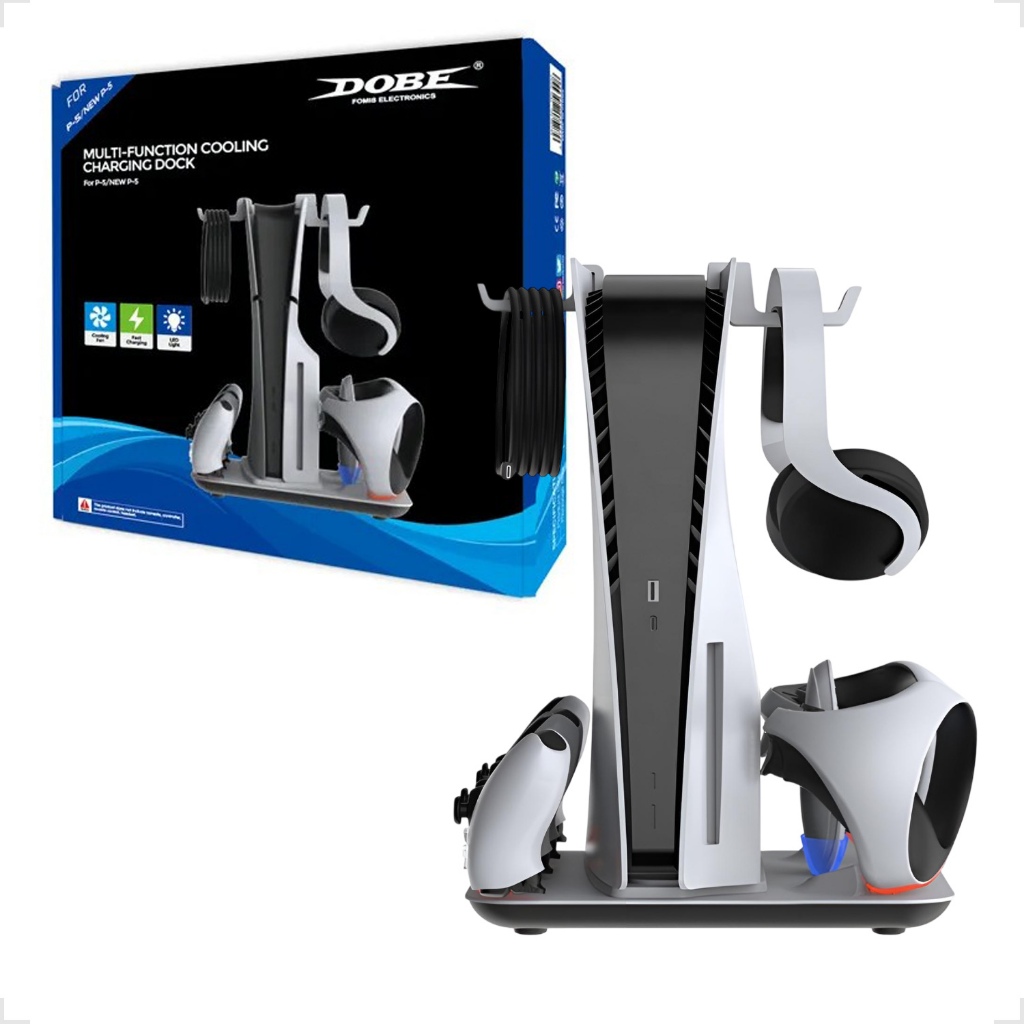 Multifuncional Cooler Suporte de Carregamento para PS5 / PS5 Pro / PS5 SLIM/ PS VR2 Dobe TP5-3550