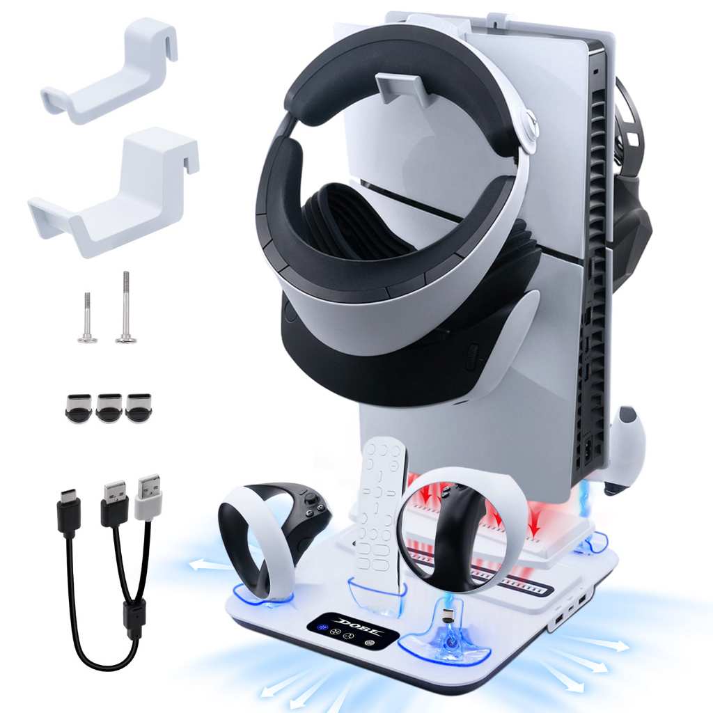Suporte De Resfriamento Multifuncional DOBE Com Carregamento De Controlador PS VR2 Para Console PS5 Pro/PS5 Slim