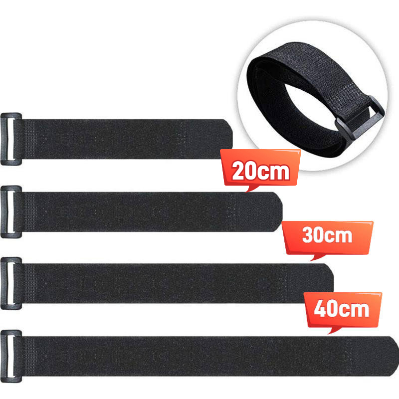 Cinta Abraçadeira Strap Com Fivela Kit 5/10 Fitas Laço Wrap Cinta Bicicleta Preto/ Vara De Pesca 20cm/30cm/40cm
