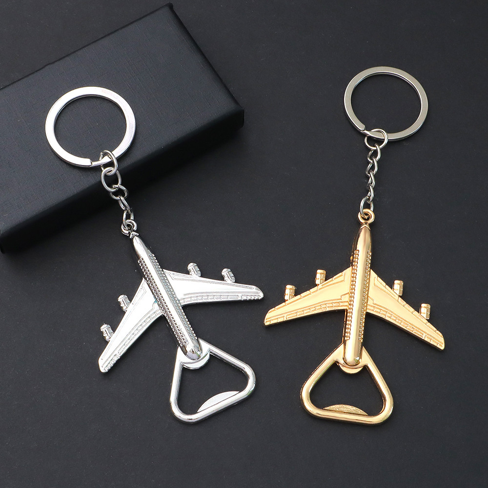 Mini Metal Avião Chaveiro Abridor De Garrafa De Vinho Feminino Masculino Chave Do Carro Pingente Ferramentas Barra