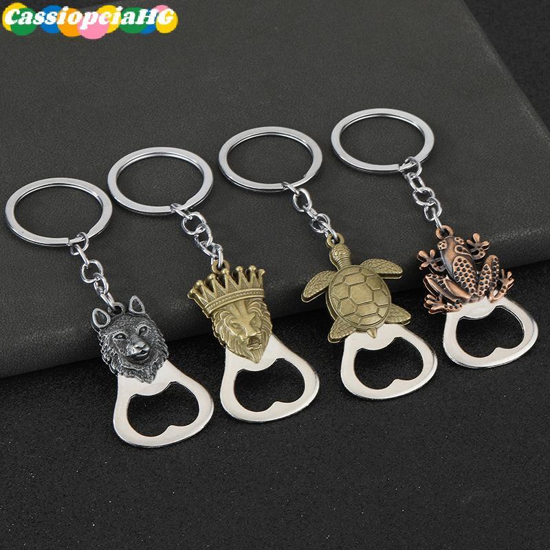 (Cassiopeiahg) Sapo Lobo Tartaruga Leão Bronze Cor Metal Abridor De Garrafas Chaveiro Mini Poeta Cerveja Novo