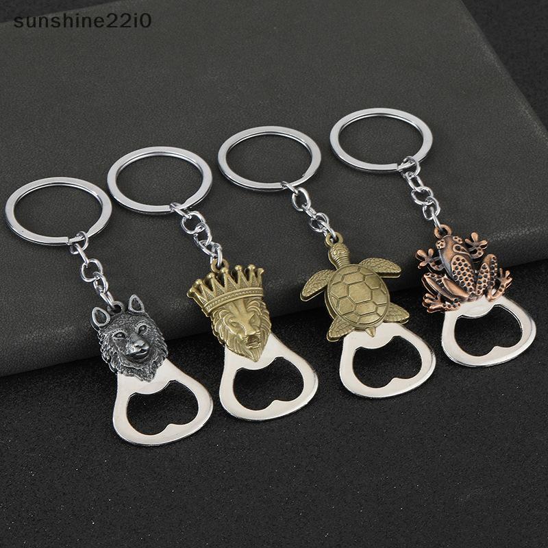 SUS Poeta Tamanho Abridor De Garrafa De Metal Chaveiro Em Forma De Animal Sapo Lobo Tartaruga Leão Design Mini Cerveja P