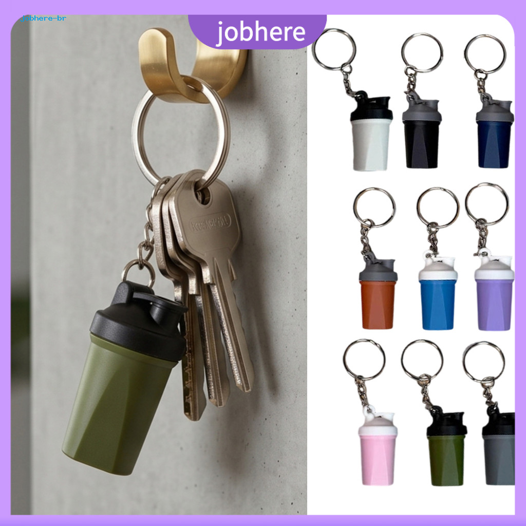 Compact Shaker Bottle Pendant Cup Keychain Portable 3d Printed Fitness with Metal Ring for Gym Bags Backpacks – Mini W