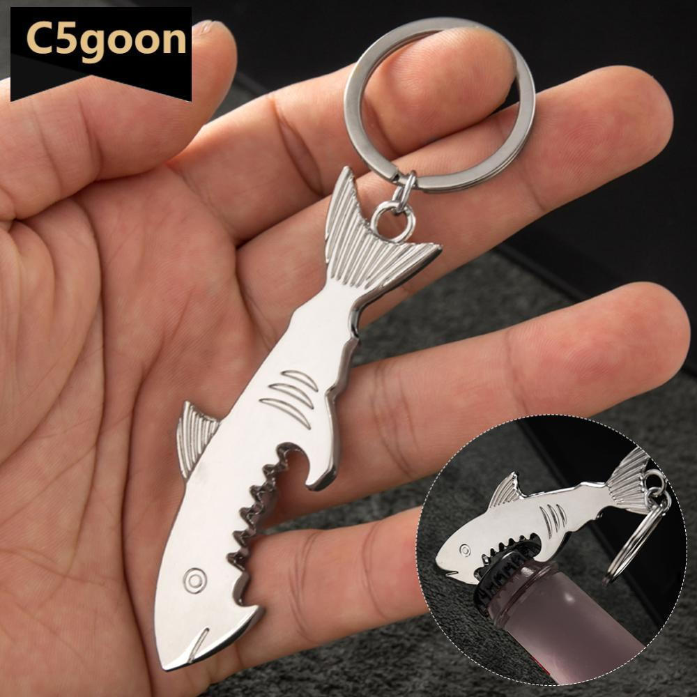 C5GOON Metal Tubarão Abridor De Garrafa Chaveiro Cerveja Refrigerante Bebida Starter Portátil Mini G4N8