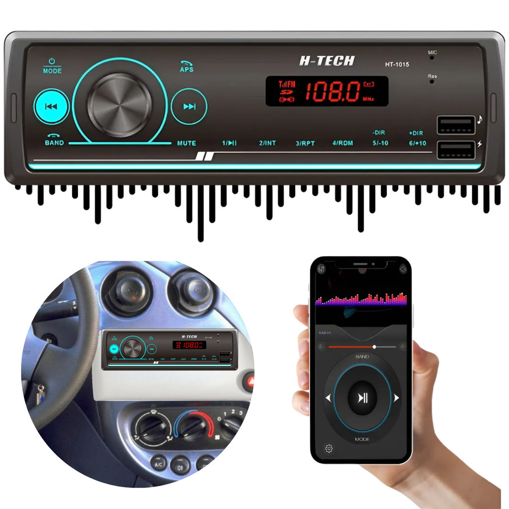 Som Automotivo Rádio Bluetooth Aparelho Auto Rádio Fm Mp3 Usb Compatível Com Pendrive Reprodução De Música Veicular