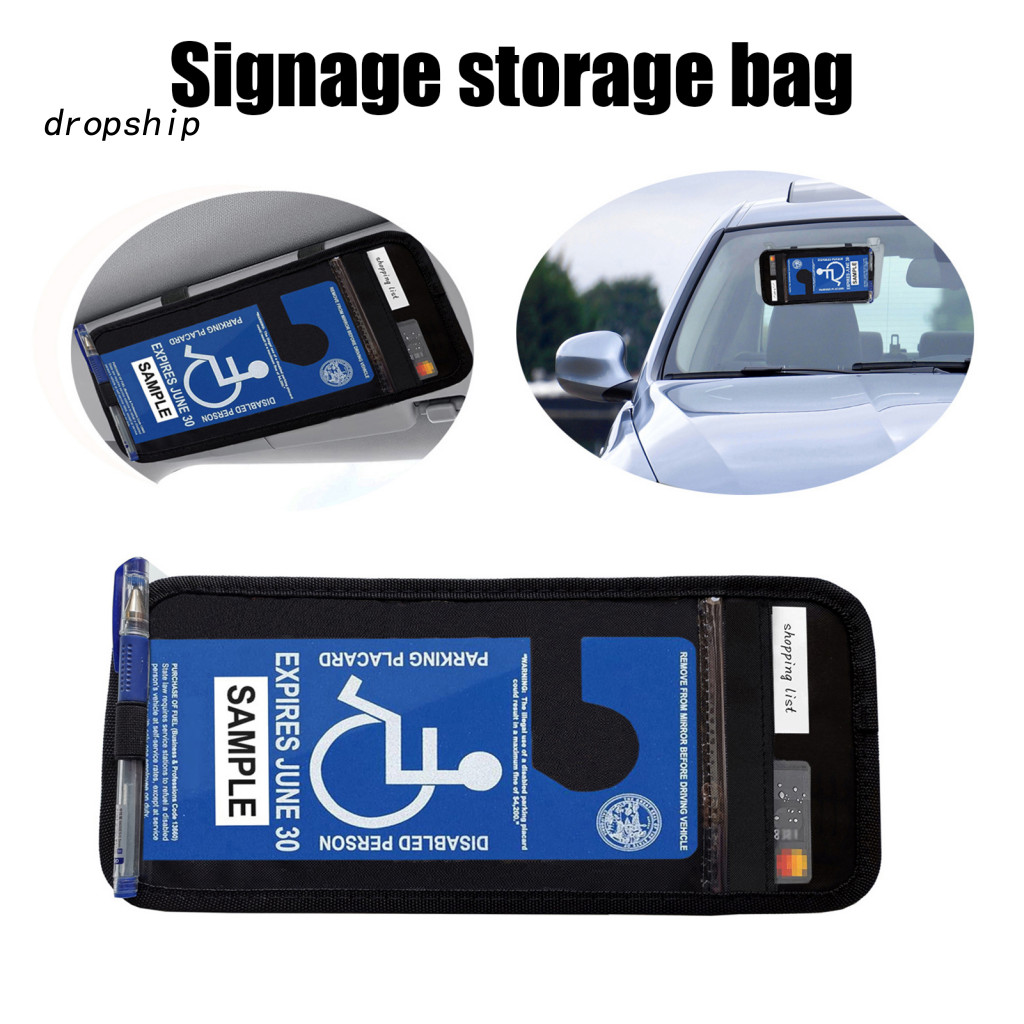 Auto Placard Holder Handicap Universal Disabled Parking Permit Sign Protector with Pen Car Visor Clip Easy to Install fo