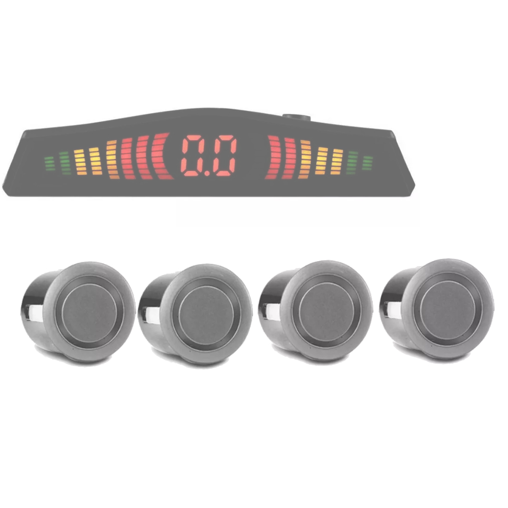 Sensor De Ré Estacionamento 4 Pontos Alta Precisão Display Com Led Sonoro Prata Tiger Auto