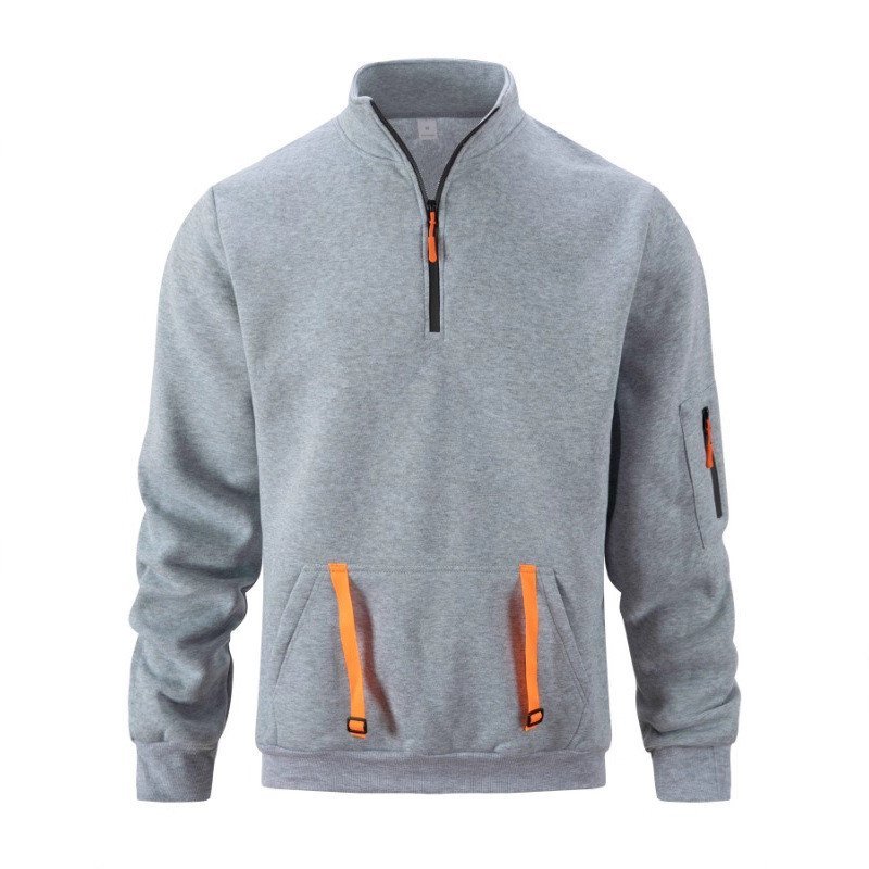 Europeu americano Cross-Border novo estilo moletom masculino moda Casual gola alta zíper moletom engrossado Ar