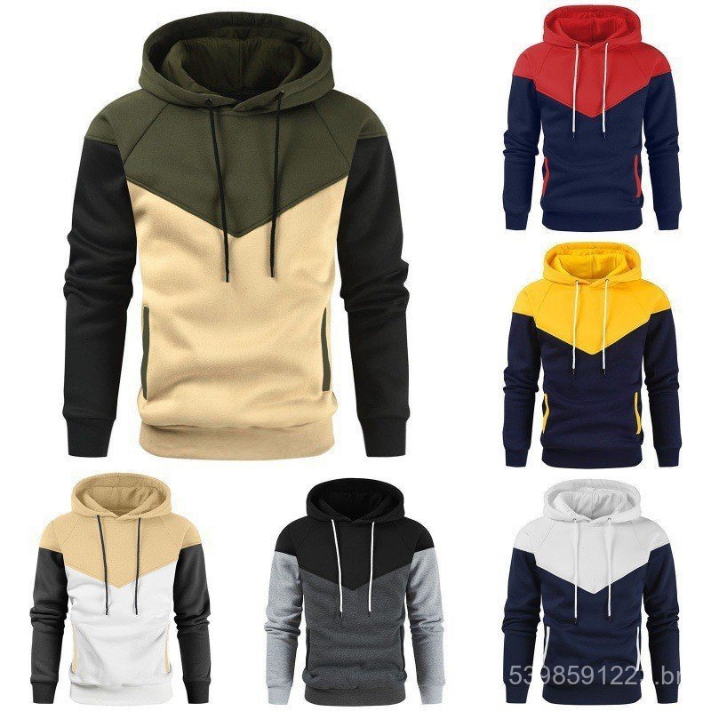 2024 Cross-Border masculino Casual roupas esportivas novo estilo europeu americano cor combinando contraste cor costura