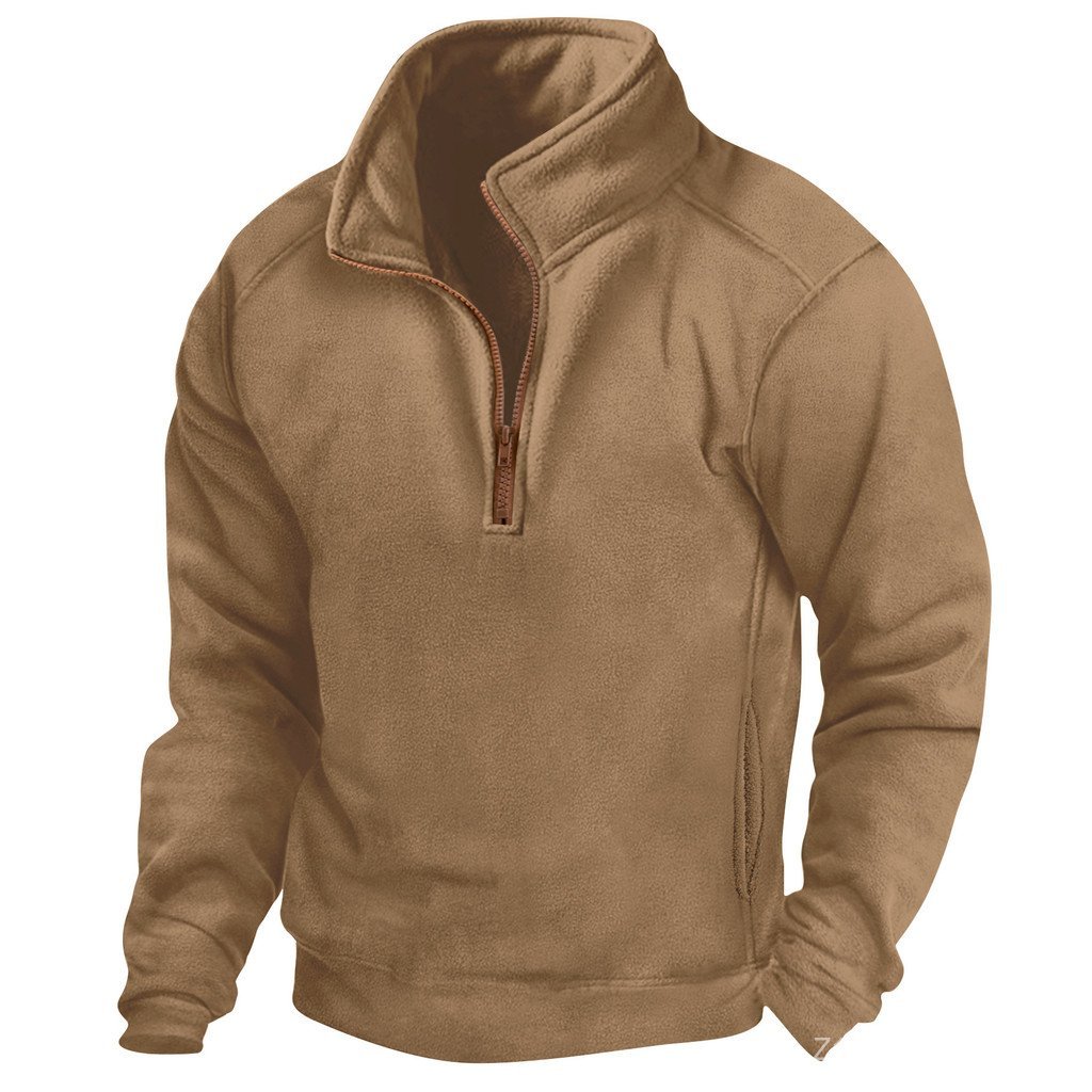 Europeu americano Cross-Border masculino novo estilo gola alta meio zíper moletom tático de manga comprida
