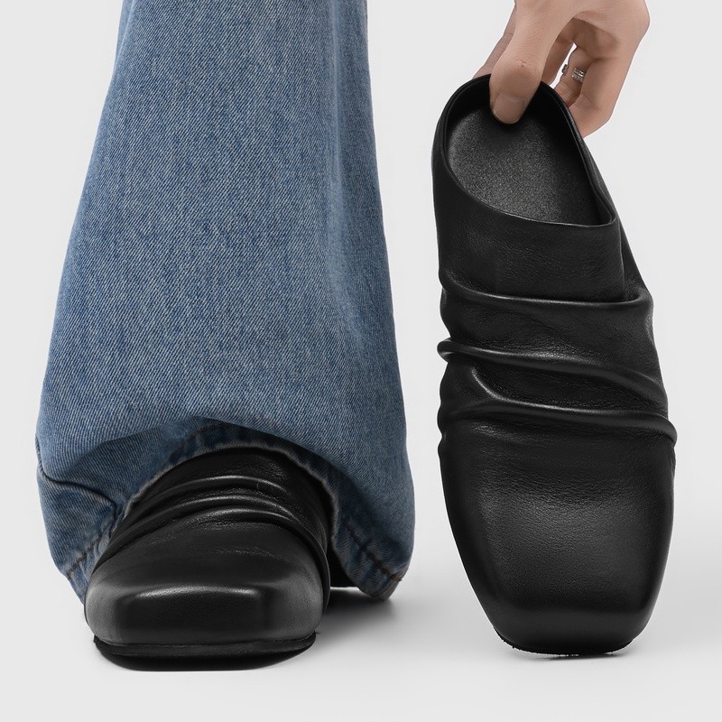 Men Square Toe Closed Toe Mule Slippers Casual Slip On Plus Size