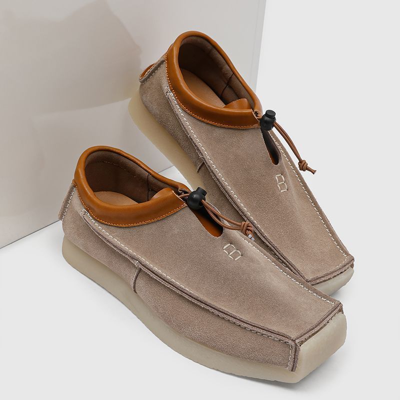 Lok Fu Square Toe Sapatos Casuais Sapatos Mestres Nicho Aumentando Capa Pé Retro Clássico Sapatos de Sola Grossa