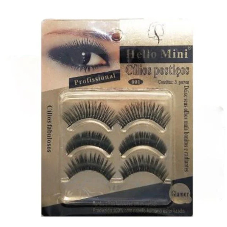 Kit C/03 Pares de Cilios Profissional 002 CL014/2 Hello Mini