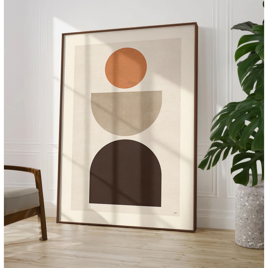 Quadros Decorativos Com Moldura Filete Sala Quarto Escritório Geométrico Formas Círculo Semicírculos