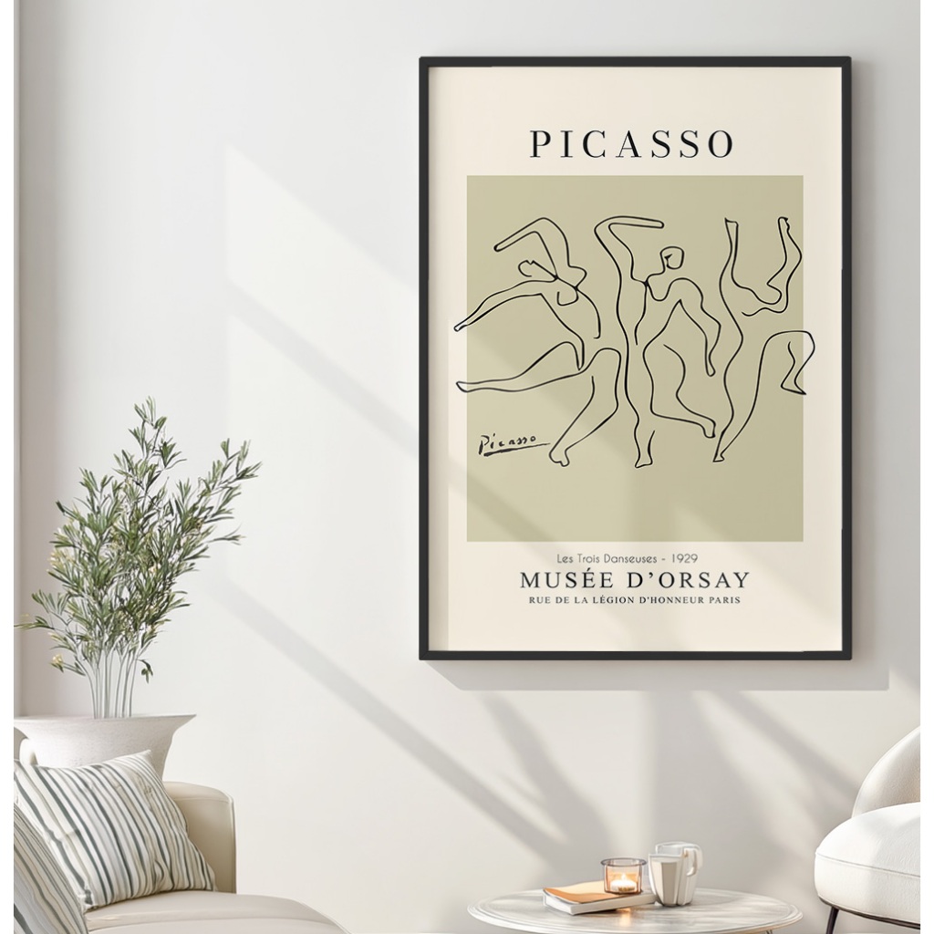 Quadro Abstrato Grande Com Moldura Quadro Decorativo Sala Quarto Casal Escritório Picasso Dança
